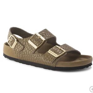 Birkenstock Milano Leather Sandals | Reptile Embossed | Size 8